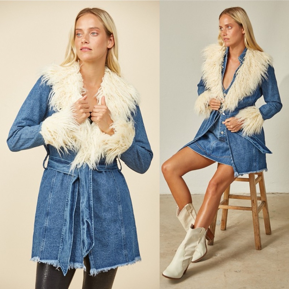 Too Cool For School Belted Denim Pennylane Coat - Picture 2 of 4